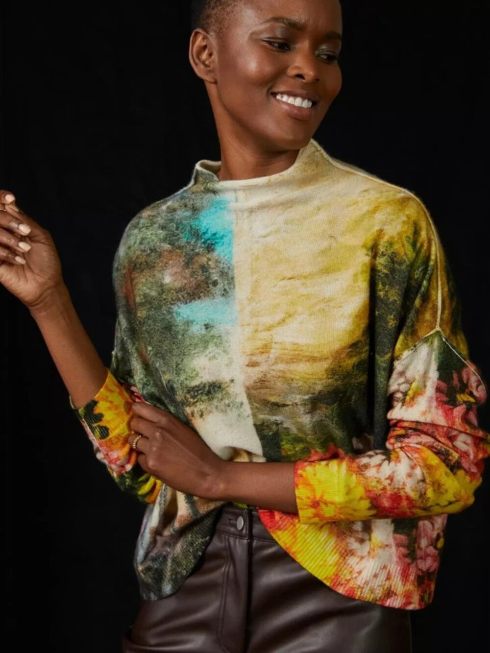 New Anthropologie Pilcro Alani 100% Cashmere Mock-Neck Sweater